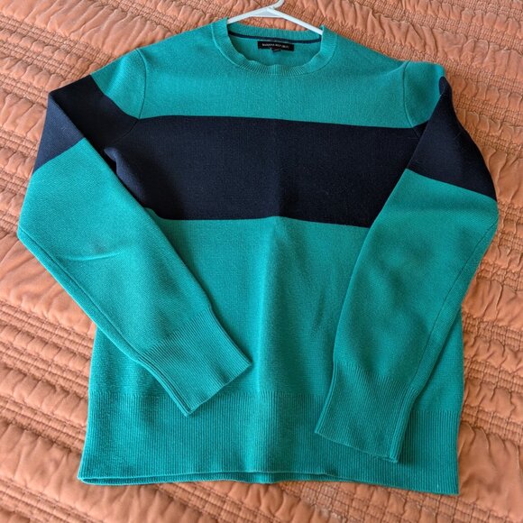 Men's Banana Republic Green & Navy Crewneck Sweater - Picture 6 of 6